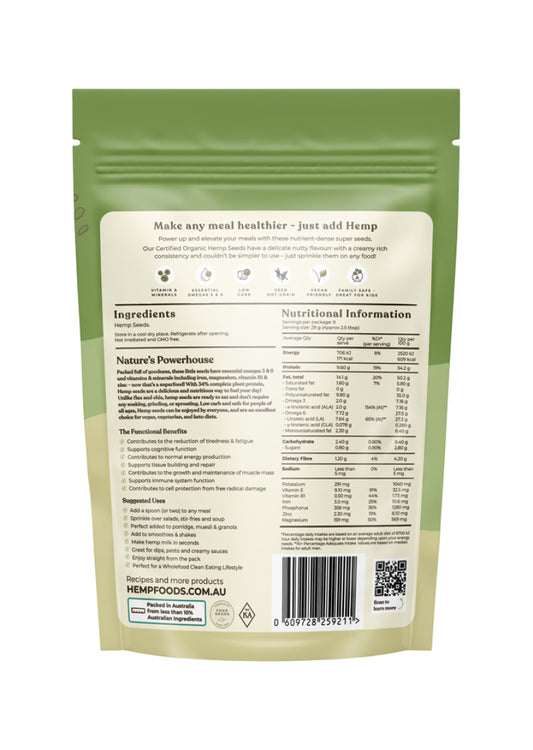 Hemp Foods Aust Organic Hemp Seeds (Hulled) 250g