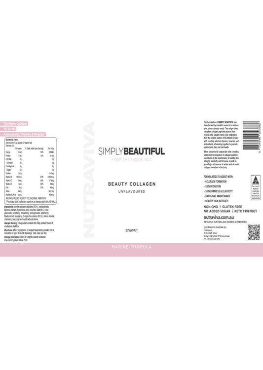 Nutraviva Simplybeautiful Beauty Collagen Marine 225g