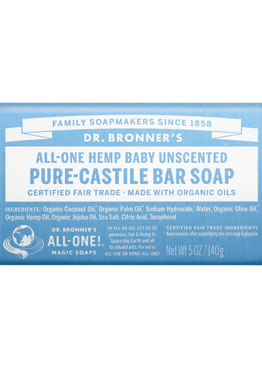 Dr Bronners Magic Bar Soap Baby Unscented 140g