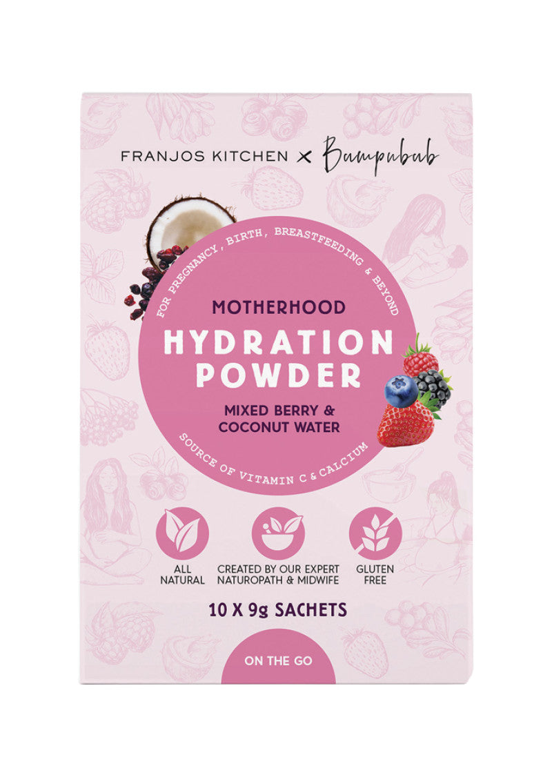 Franjos Kitchen Motherhood Hydration Pwd Mixed Berry Coconut Water Sachet 9g x 10Pk