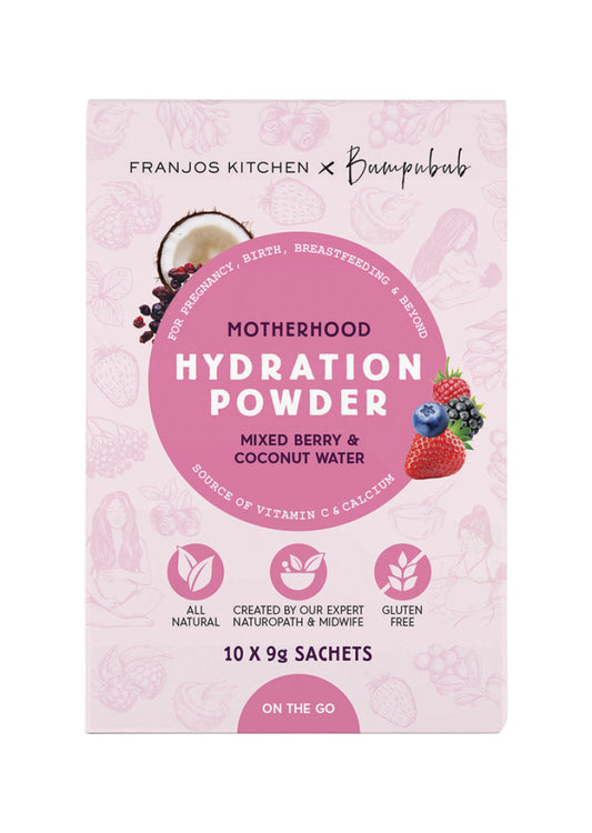 Franjos Kitchen Motherhood Hydration Pwd Mixed Berry Coconut Water Sachet 9g x 10Pk