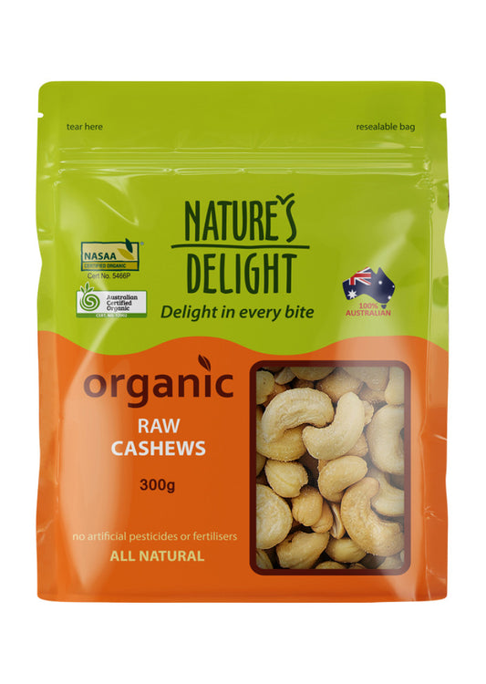 Natures Delight Organic Cashews Raw 300g
