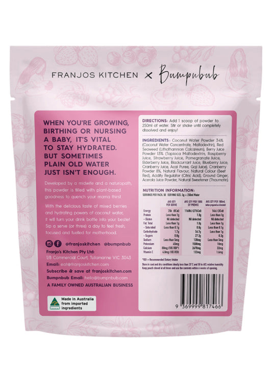 Franjos Kitchen Motherhood Hydration Pwd Mixed Berry Coconut Water 150g
