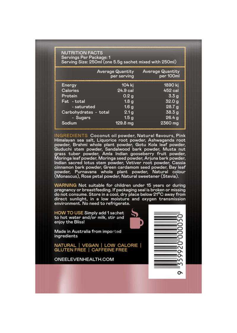 One Eleven Bliss Latte Rose Salted Caramel Sachet 5.5g x 20 Pack