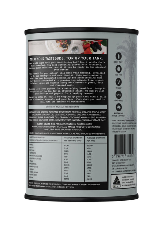 Franjos Kitchen Muesli Crunchy Lactation Date Walnut Maple 360g