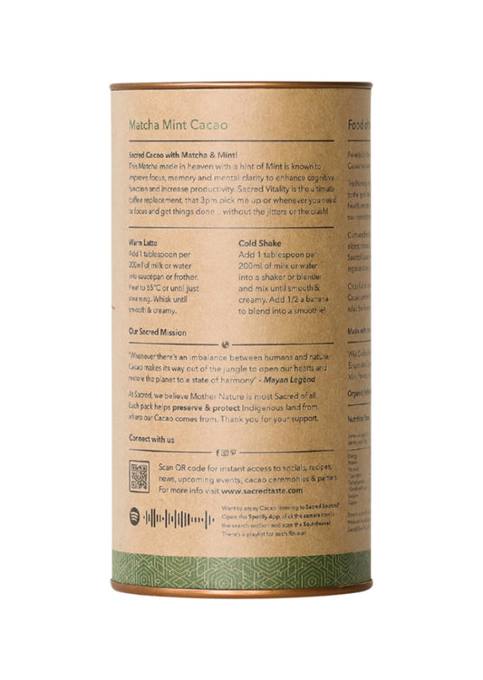 Sacred Taste Org Drinking Cacao (Matcha Mint Cacao) Vitality 250g