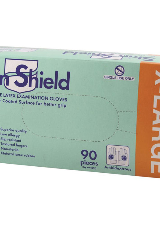 Skin Shield Latex Gloves Powder Free X Large X 90 Pack