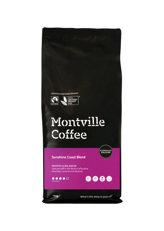Montville Coffee Org Sunshine Coast Blend Espresso Grnd 1kg