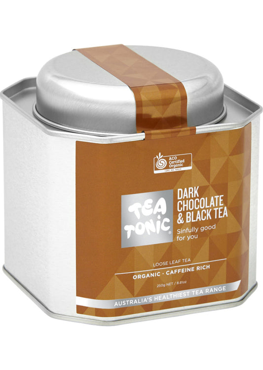 Tea Tonic Org Dark Choc And Black Tea Caddy Tin 250g