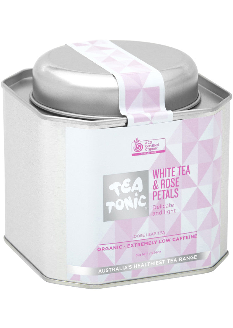 Tea Tonic Org White Tea And Rose Petals Tea Caddy Tin 85g