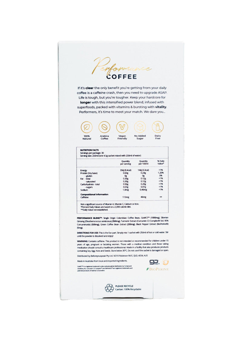Before You Speak Coffee Performance Unsweetened 4.5g x 30 Pack