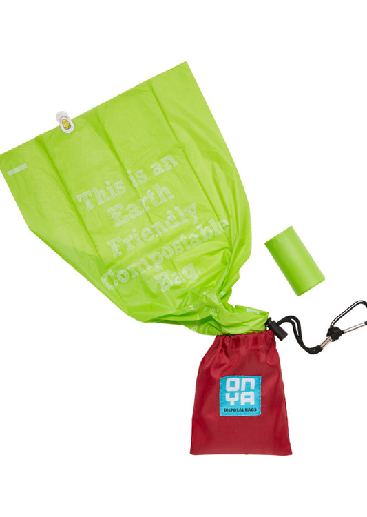 Onya Compostable Dog Waste Bags And Carry Pouch Chilli