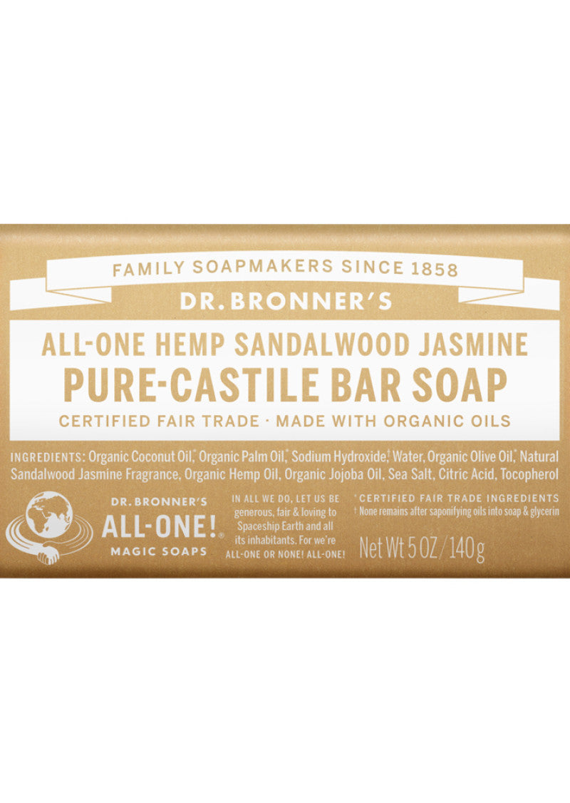 Dr Bronners Magic Bar Soap Sandalwood Jasmine 140g