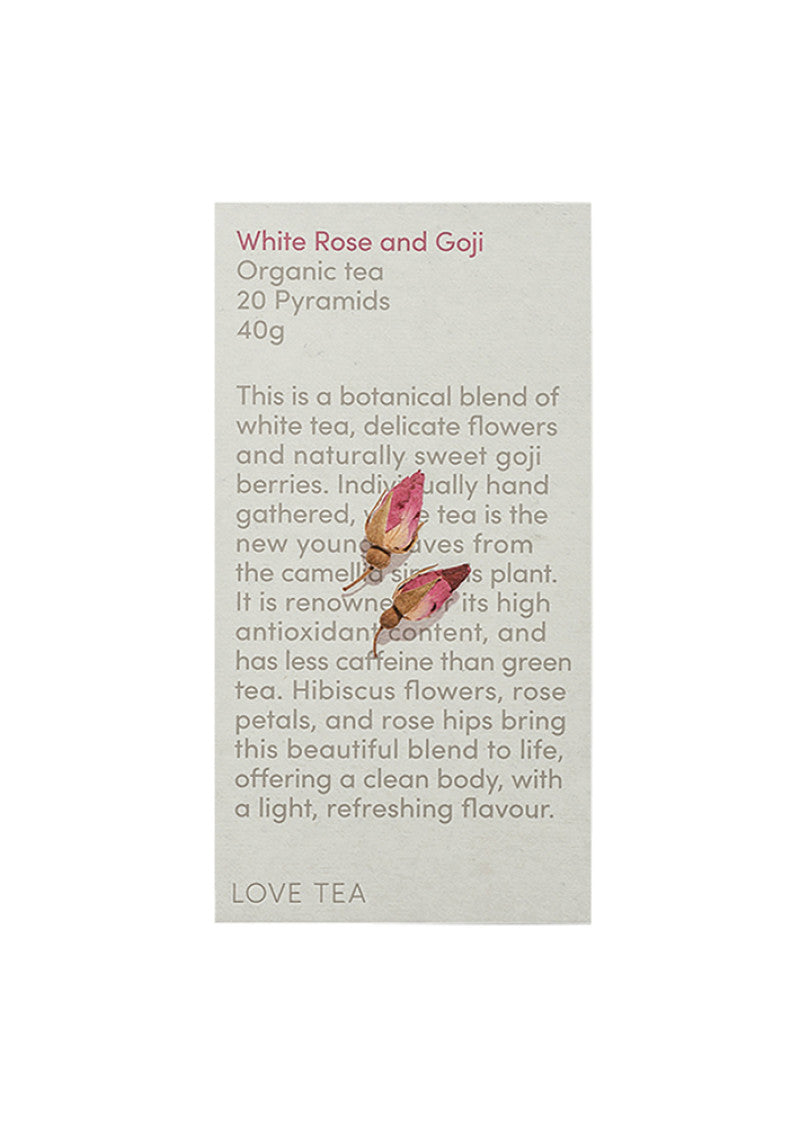 Love Tea Organic White Rose And Goji X 20 Pyramids